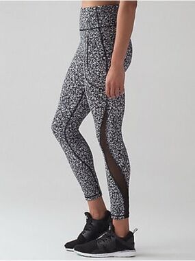 Lulu's Pink & Black Printed Mesh-Trim Leggings